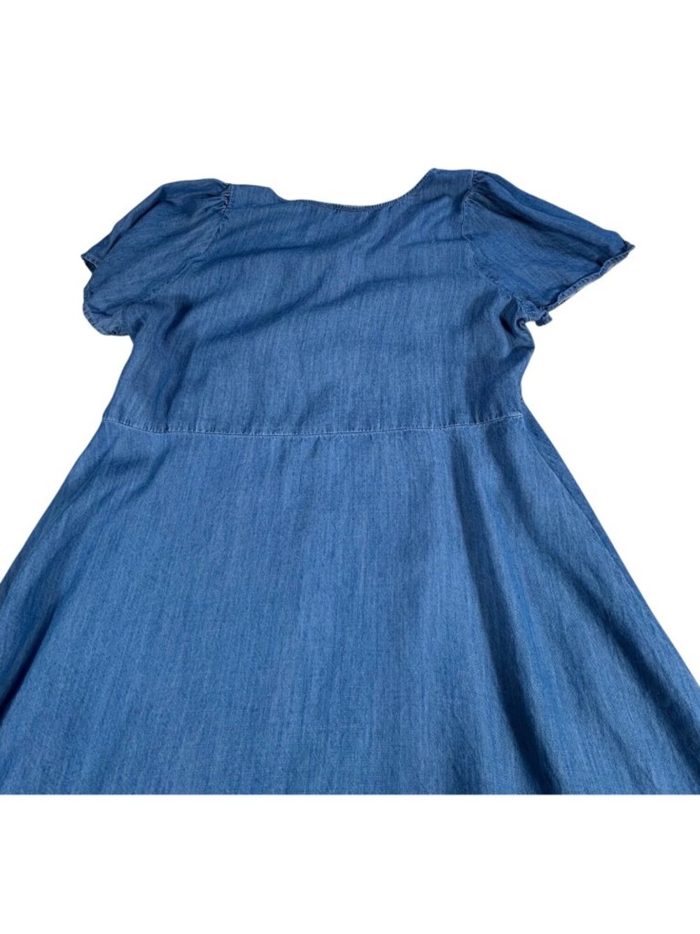 NEW Levis Blue Denim Short Sleeve Dress 2X Western Mini Flutter Sleeve Stretch - Picture 12 of 13
